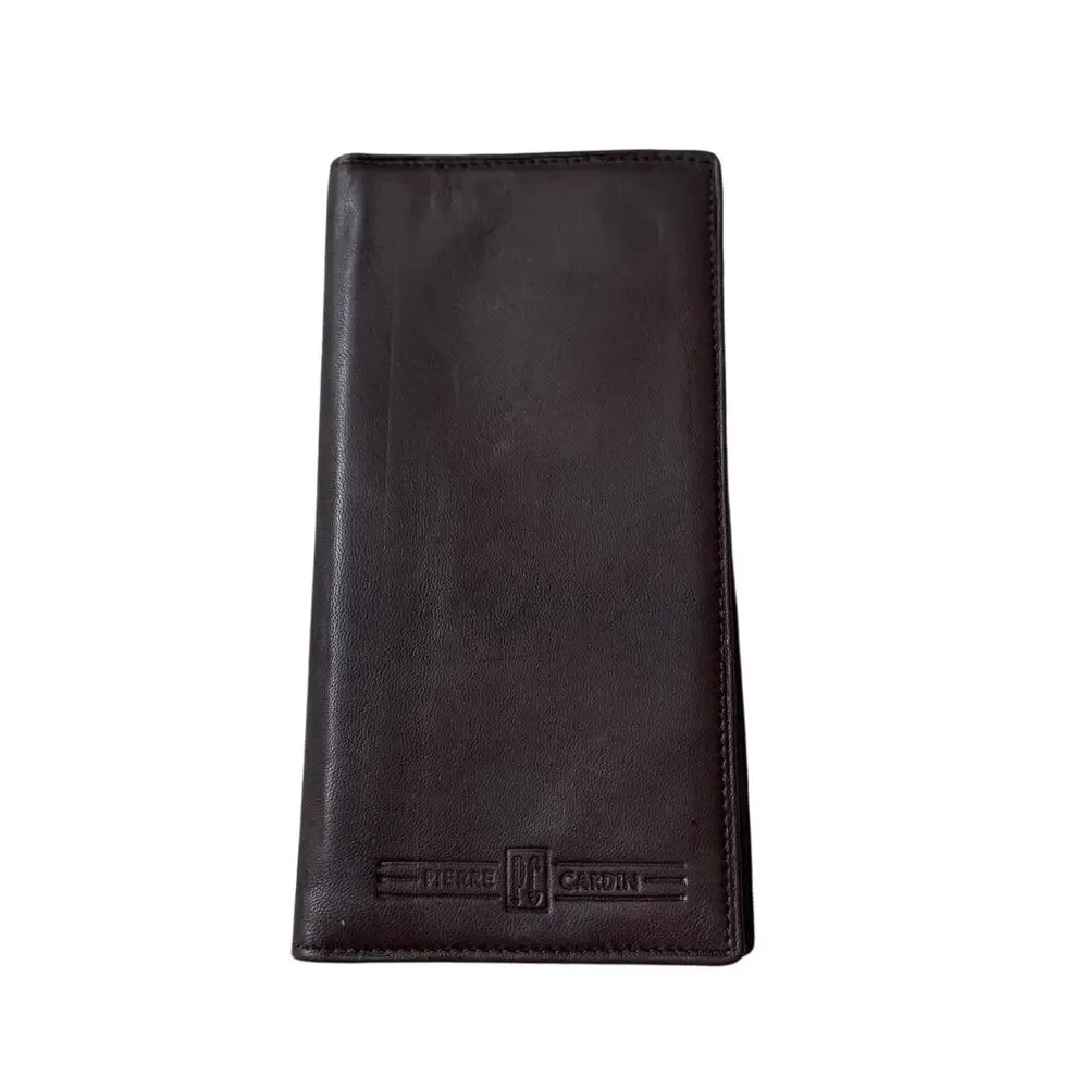 Vintage Pierre Cardin Brown Leather Checkbook Wallet New With Tags